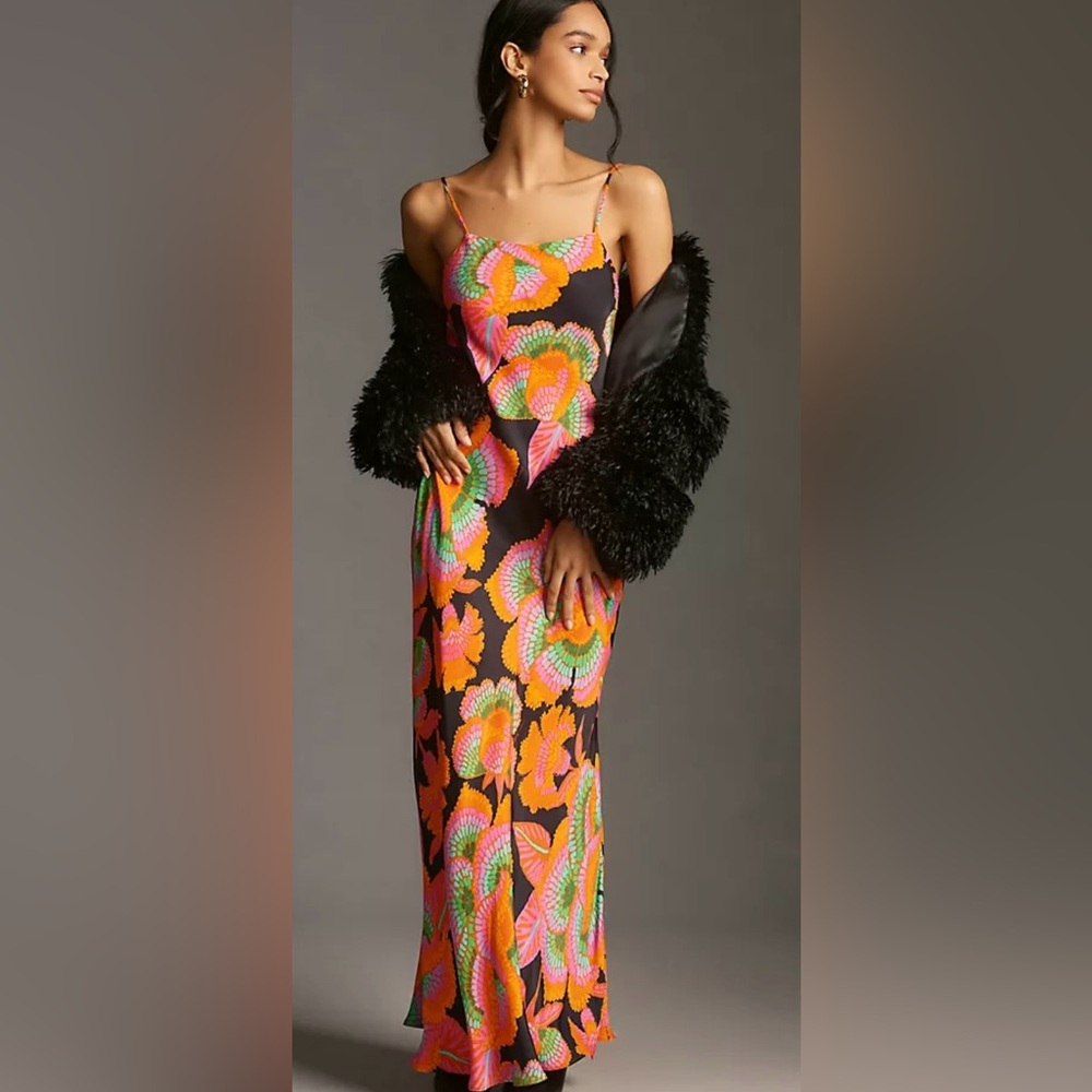 NWT, exclusive to Anthropologie, Farm Rio floral maxi slip dress